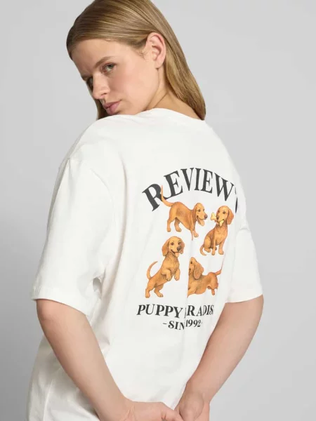 T-shirt z rękawem Review biała