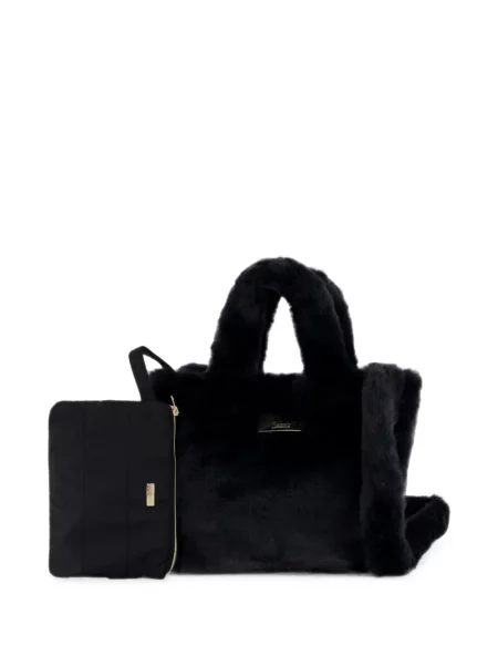 Geantă shopper Herno cu blană negru