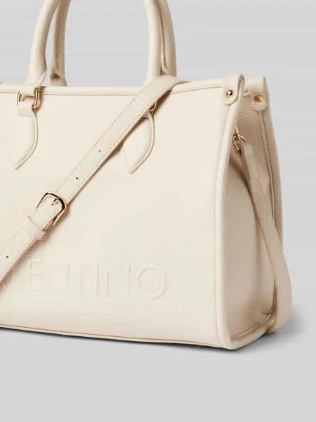 Lniana torebka Valentino Bags beżowa