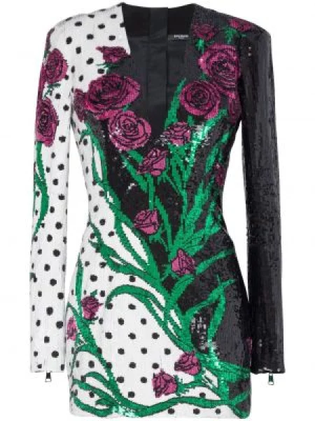 Rochie Balmain cu paiete cu decolteu în V negru