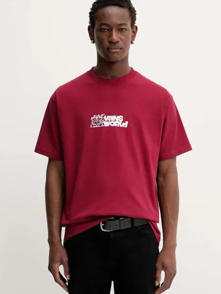 Тениска Vans с принт бордо