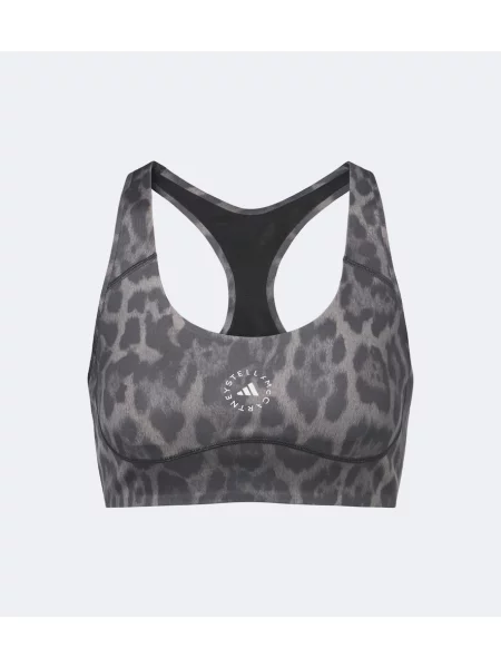 Sutien sport Adidas By Stella Mccartney cu imagine cu model leopard gri