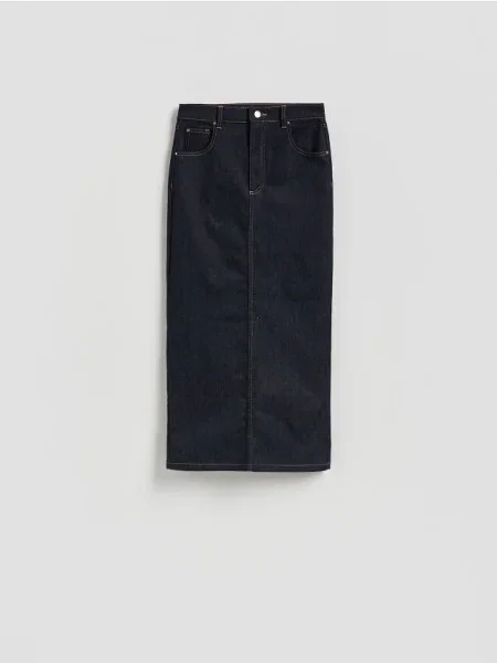 Reserved Fustă midi de blugi bleumarin