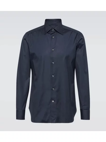 Cămașă Zegna din țesătură twill albastru