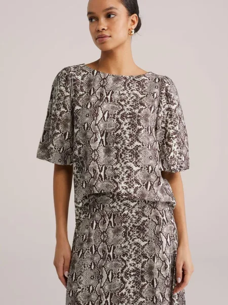 WE Fashion Blúz sötét barna fehér
