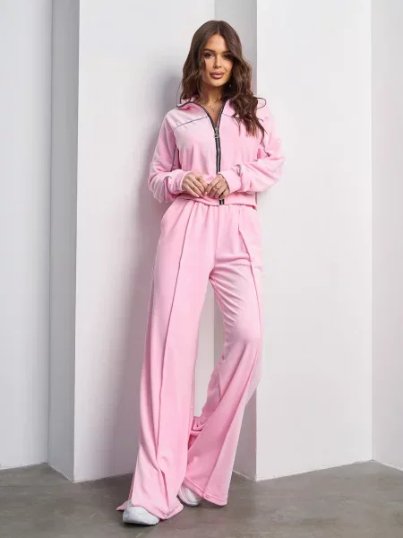 Велюровий Спортивний костюм ISSA Plus рожевий