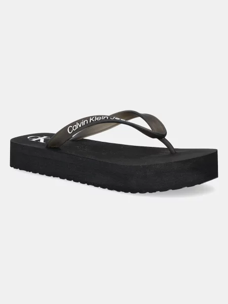 Japonke Calvin Klein Jeans BEACH SANDAL FLATFORM TPU črna