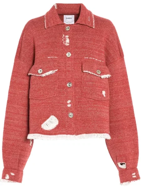 Kurtka jeansowa Barrie z frędzli czerwona