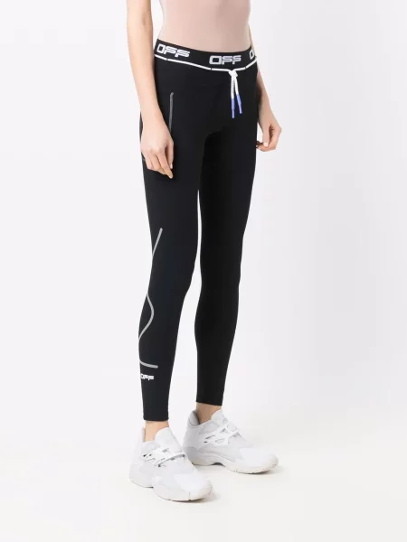 Leggings Off-white cu autograf alb