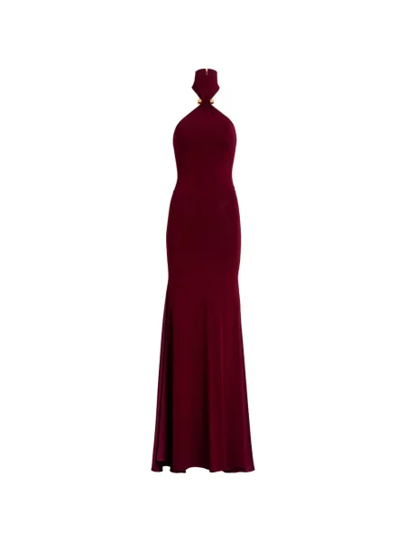 Rochie maxi Silvia Tcherassi cu gât halter roșu