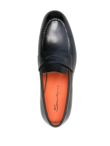 Pantofi loafer Santoni din piele albastru