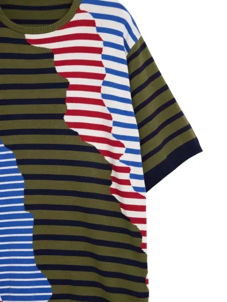 Tricou Desigual cu dungi asimetric verde