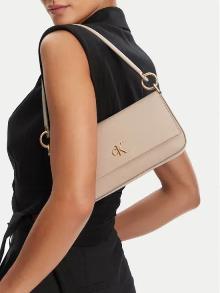 Calvin Klein Torebka Minimal Monogram Shoulder Pouch beżowy