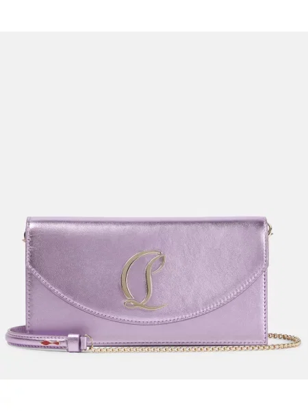 Geantă plic Christian Louboutin din piele cu autograf violet