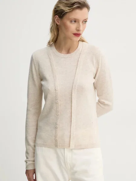 MUNTHE sweter wełniany FELYX lekki beżowy