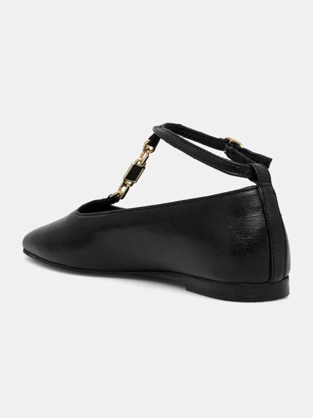 Kožené baleríny Tommy Hilfiger TH-BAR CHAIN BALLET černá