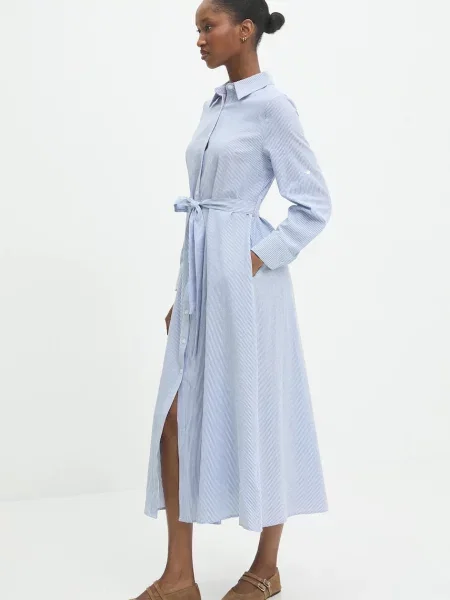 Льняна сукня Answear Lab midi розкльошена