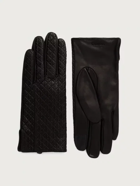 Calvin Klein mănuși pentru femei din piele negru