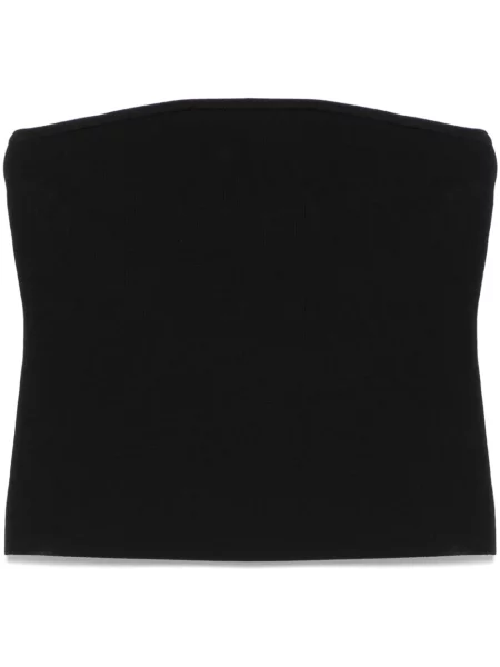 Dzianinowa bluzka Matteau o krotszym kroju bez ramiączek czarna