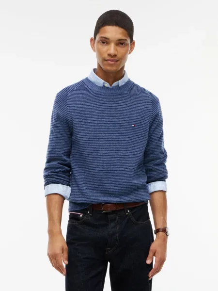 Tommy Hilfiger wełniany sweter Mężczyźni Wełna M niebieski