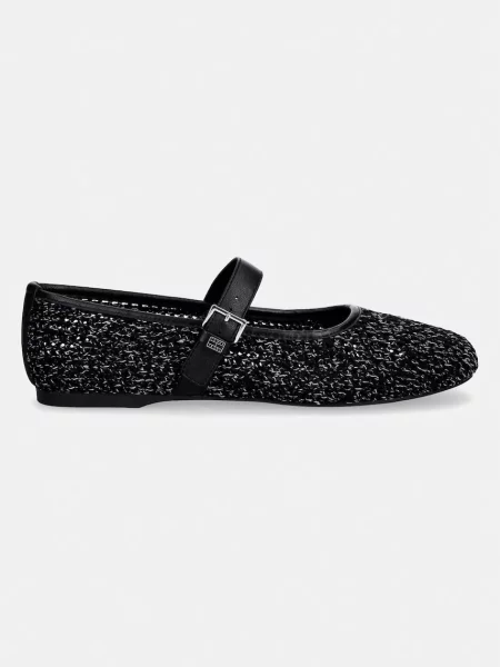 Tommy Jeans balerini TJW KNITTED BALLERINA negru