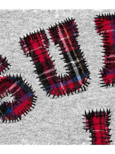 Καρό πουλόβερ Supreme με απλικέ γκρι