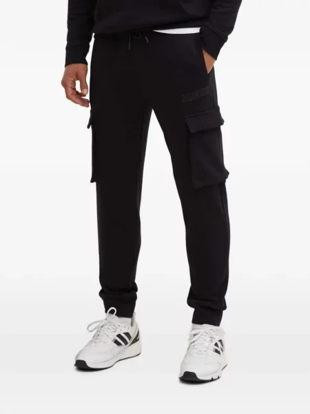 Pantaloni Guess alergare cu autograf negru
