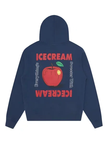 Hanorac cu glugă Icecream cu broderie albastru