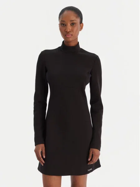 Calvin Klein Jeans Vsakodnevna obleka Ls Scuba Fit And Flare črna