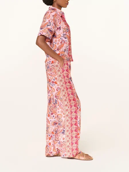 Mrs & Hugs Spodnie Z Lnu Typu Marlene rot czerwone