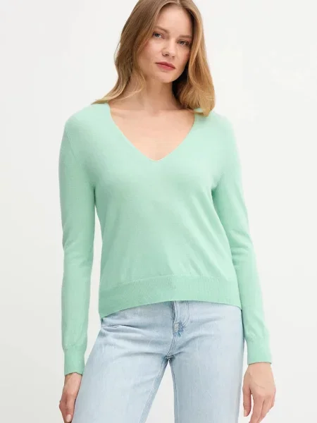 Вълнен пуловер United Colors of Benetton от лека материя зелено
