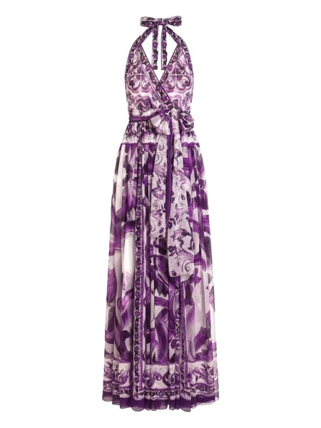 Rochie maxi Dolce & Gabbana cu imagine de costum violet