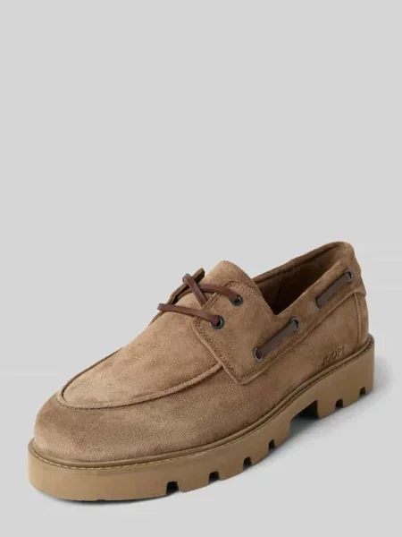 Mokasyny skórzane z profilowaną podeszwą Joop! Shoes beżowe