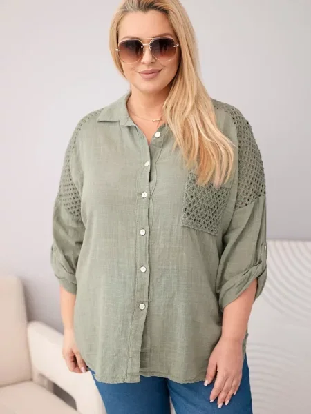 Cămașă Kesi Włoski din dantelă albastru