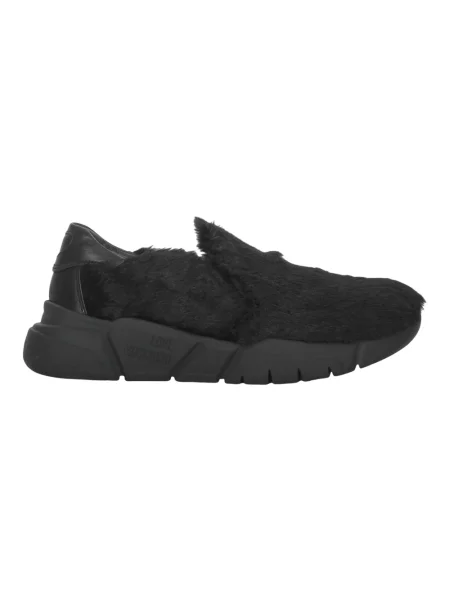 Sneakersy Moschino wsuwane z futerkiem czarne