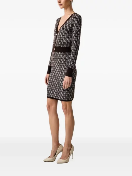 Rochie mini Guess cu imagine cu decolteu în V maro