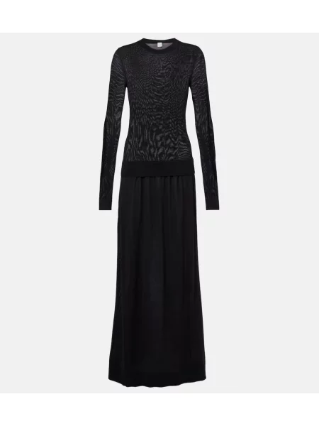 Rochie maxi Toteme de mătase de costum negru