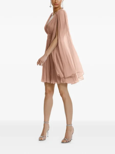 Rochie mini Framboise cu decolteu în V de costum roz
