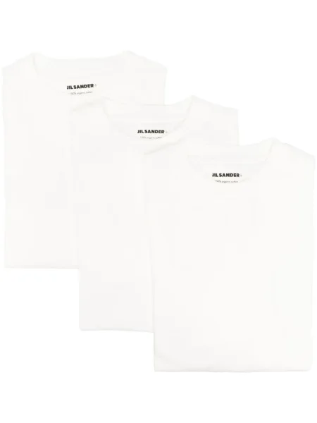 Tricou Jil Sander cu decolteu rotund cu autograf alb