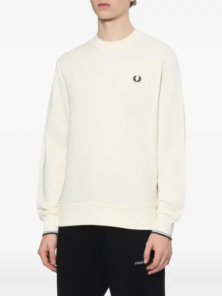 Siuvinėtas džemperis Fred Perry apvaliu kaklu balta