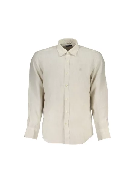 Lniana długa koszula North Sails z kołnierzykiem włoskim beżowa