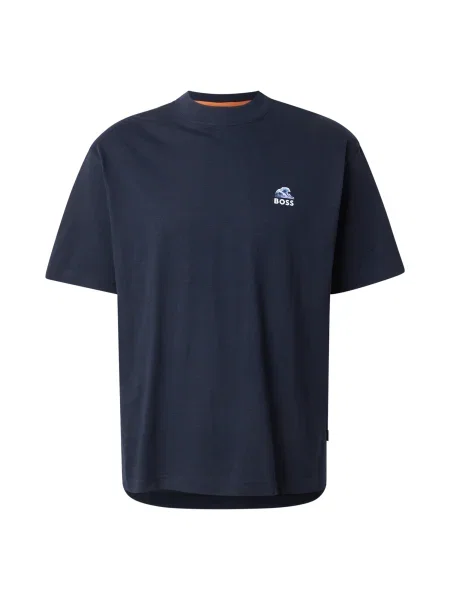BOSS Tricou Numbers Bleumarin alb
