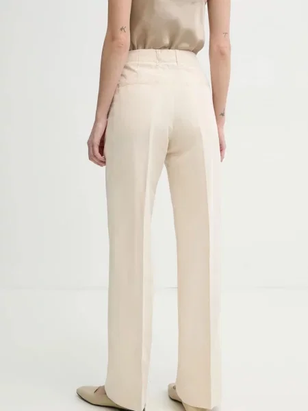 Filippa K pantaloni din in femei lat high waist bej