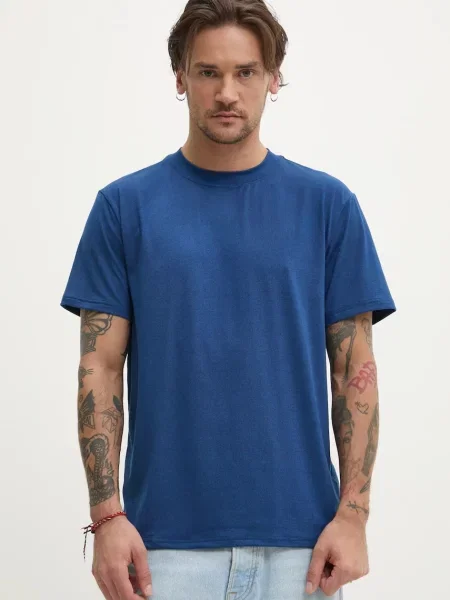 Тениска Hollister Co. с меланжов десен тъмносиньо