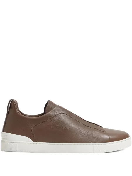 Sneakerși Zegna din piele maro