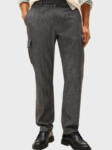 Вовняні штани карго Tommy Hilfiger в ялинку сірі