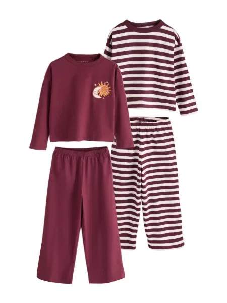Next Pijamale portocaliu închis / roșu burgundy alb