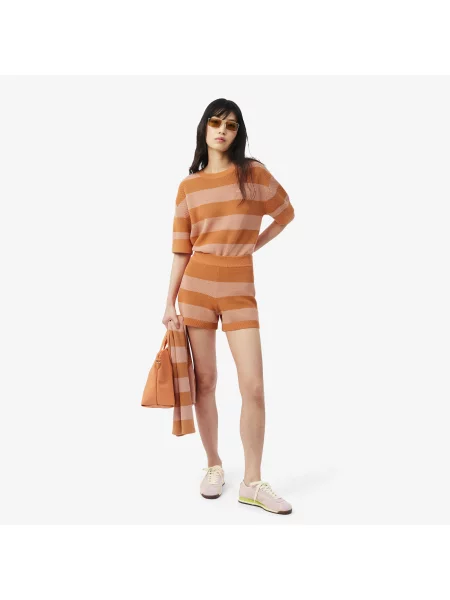 Lacoste Szorty W Paski Regular Fit pomarańczowe