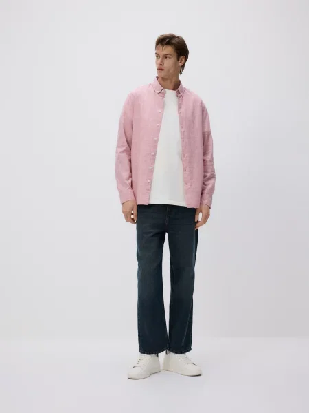 Reserved Сорочка slim fit із високим вмістом пильно-рожевий рожева