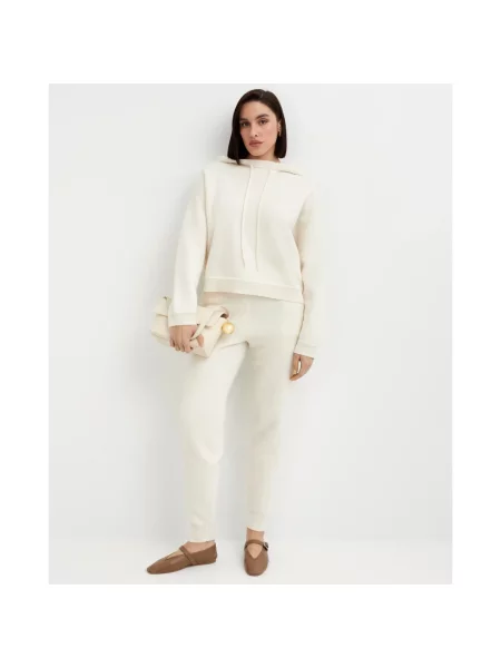 Bluza z kapturem Loulou Studio z kaszmiru z kapturem beżowa